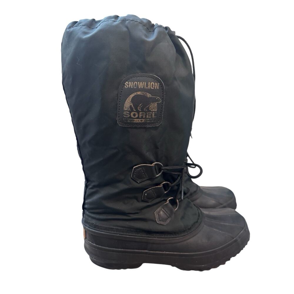 SOREL SNOWLION Womens Size 9 Black Insulated Waterproof Winter Snow Boots
